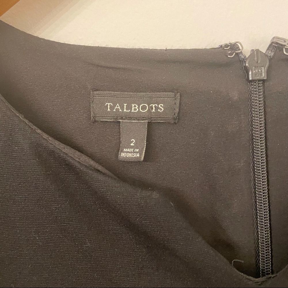 Talbots Black Dress with White Fringe Trim Size 2 - Picture 4 of 8
